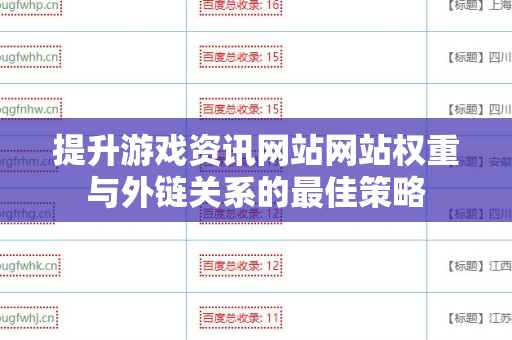 提升游戏资讯网站网站权重与外链关系的最佳策略