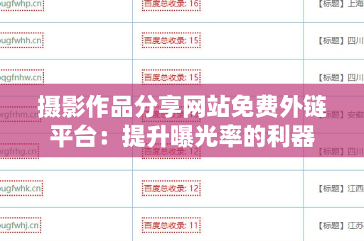 摄影作品分享网站免费外链平台：提升曝光率的利器