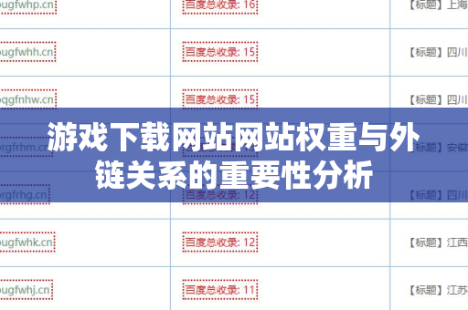 游戏下载网站网站权重与外链关系的重要性分析