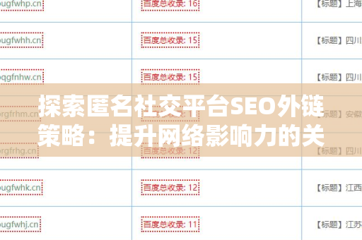 探索匿名社交平台SEO外链策略：提升网络影响力的关键