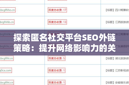 探索匿名社交平台SEO外链策略：提升网络影响力的关键
