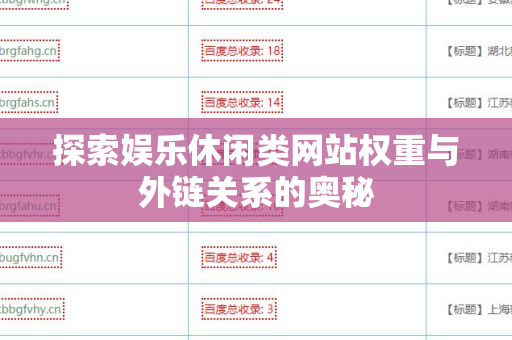 探索娱乐休闲类网站权重与外链关系的奥秘
