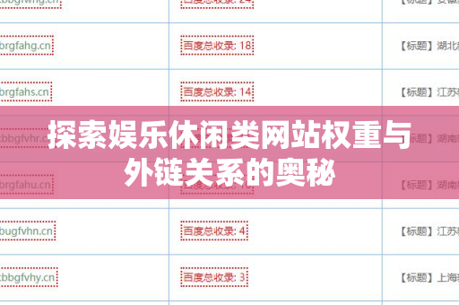 探索娱乐休闲类网站权重与外链关系的奥秘