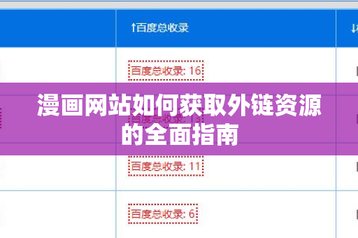漫画网站如何获取外链资源的全面指南