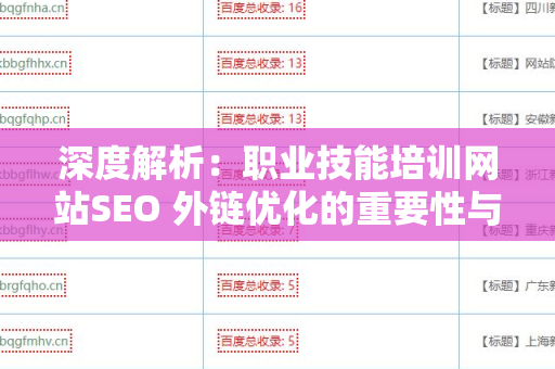 深度解析：职业技能培训网站SEO 外链优化的重要性与技巧