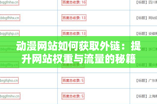 动漫网站如何获取外链：提升网站权重与流量的秘籍