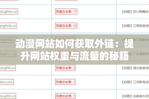 动漫网站如何获取外链：提升网站权重与流量的秘籍