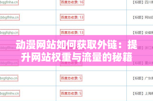 动漫网站如何获取外链：提升网站权重与流量的秘籍