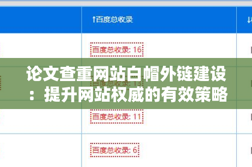 论文查重网站白帽外链建设：提升网站权威的有效策略