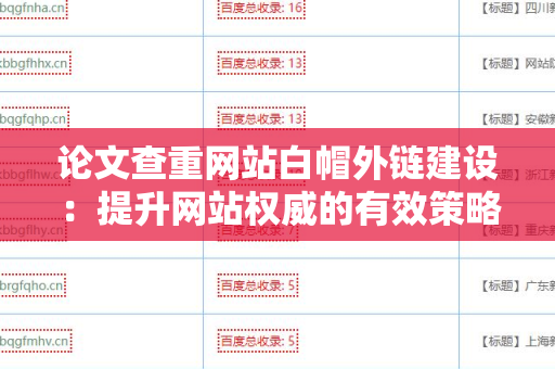 论文查重网站白帽外链建设：提升网站权威的有效策略