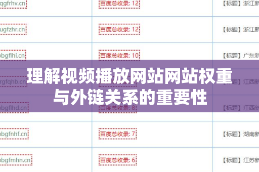 理解视频播放网站网站权重与外链关系的重要性