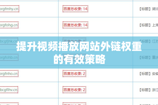 提升视频播放网站外链权重的有效策略