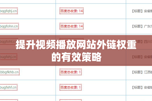 提升视频播放网站外链权重的有效策略