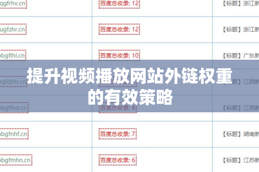 提升视频播放网站外链权重的有效策略