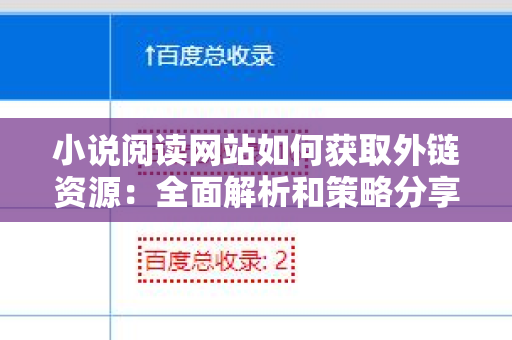 小说阅读网站如何获取外链资源：全面解析和策略分享