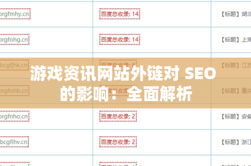游戏资讯网站外链对 SEO 的影响：全面解析