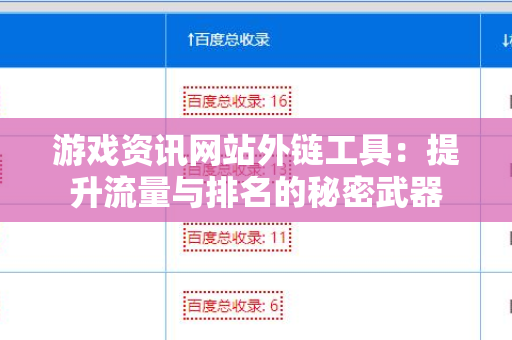 游戏资讯网站外链工具：提升流量与排名的秘密武器