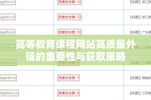 高等教育课程网站高质量外链的重要性与获取策略