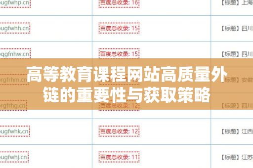 高等教育课程网站高质量外链的重要性与获取策略