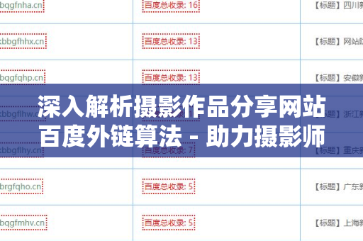 深入解析摄影作品分享网站百度外链算法 - 助力摄影师曝光