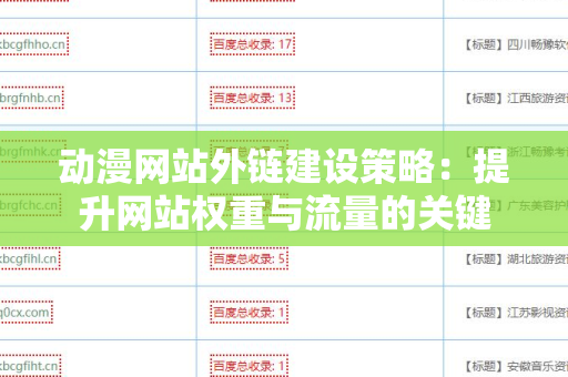 动漫网站外链建设策略：提升网站权重与流量的关键