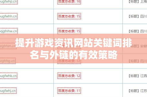 提升游戏资讯网站关键词排名与外链的有效策略
