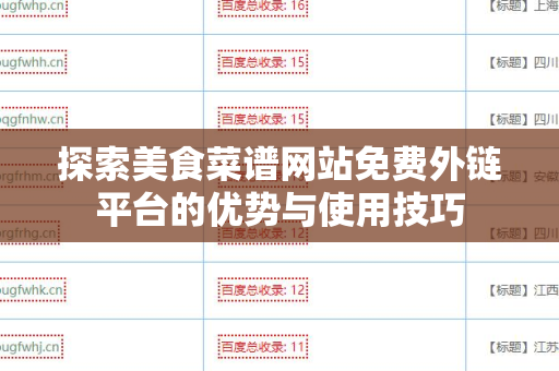 探索美食菜谱网站免费外链平台的优势与使用技巧