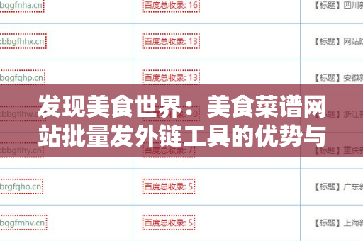 发现美食世界：美食菜谱网站批量发外链工具的优势与应用