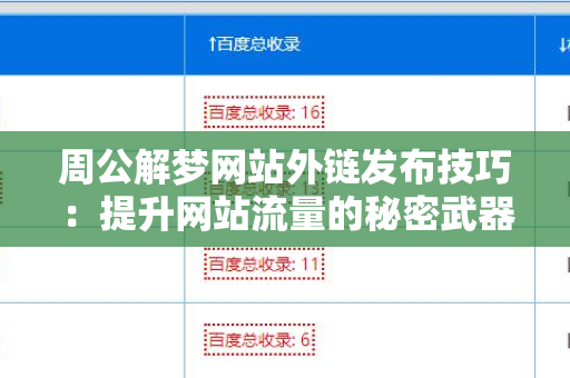 周公解梦网站外链发布技巧：提升网站流量的秘密武器