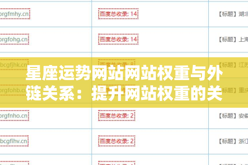 星座运势网站网站权重与外链关系：提升网站权重的关键因素