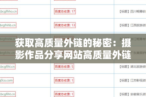 获取高质量外链的秘密：摄影作品分享网站高质量外链的有效策略