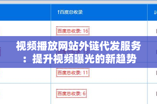 视频播放网站外链代发服务：提升视频曝光的新趋势