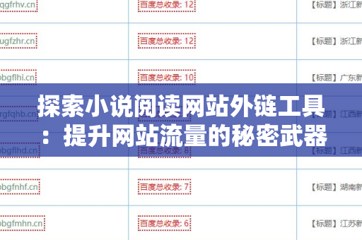 探索小说阅读网站外链工具：提升网站流量的秘密武器