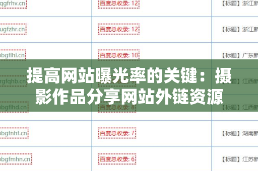 提高网站曝光率的关键：摄影作品分享网站外链资源