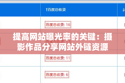 提高网站曝光率的关键：摄影作品分享网站外链资源