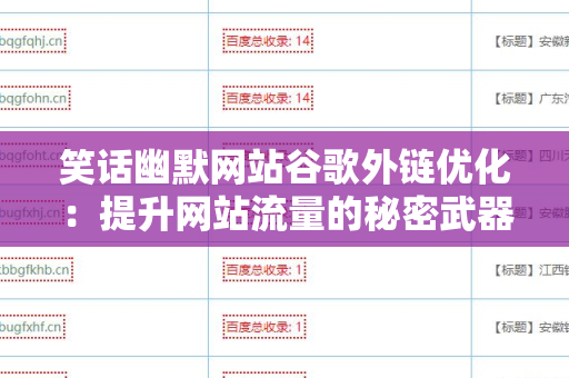 笑话幽默网站谷歌外链优化：提升网站流量的秘密武器