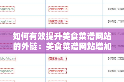 如何有效提升美食菜谱网站的外链：美食菜谱网站增加外链方法