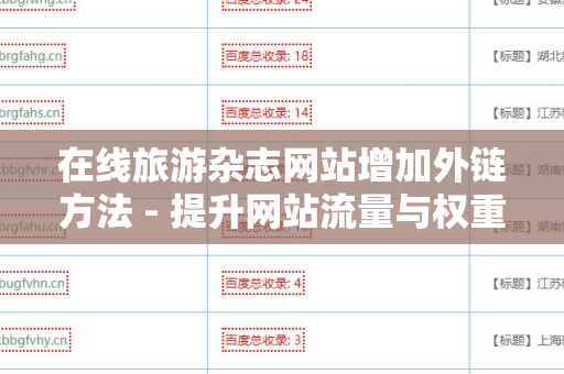 在线旅游杂志网站增加外链方法 - 提升网站流量与权重的实用技巧