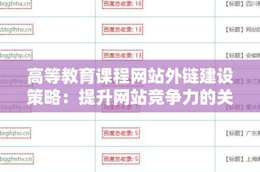 高等教育课程网站外链建设策略：提升网站竞争力的关键