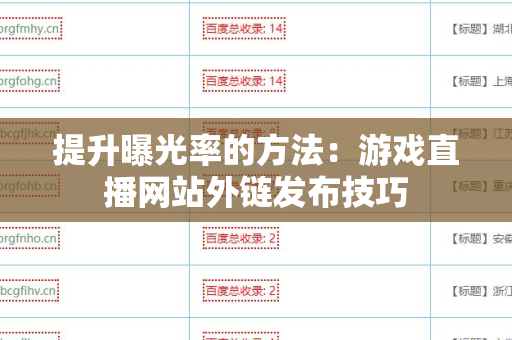 提升曝光率的方法：游戏直播网站外链发布技巧