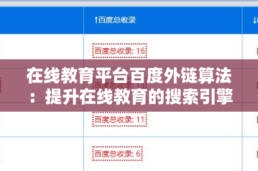 在线教育平台百度外链算法：提升在线教育的搜索引擎优化策略