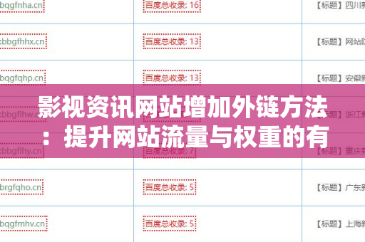 影视资讯网站增加外链方法：提升网站流量与权重的有效策略