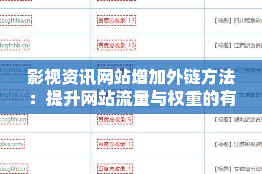 影视资讯网站增加外链方法：提升网站流量与权重的有效策略
