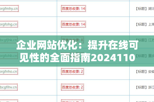 企业网站优化：提升在线可见性的全面指南20241105