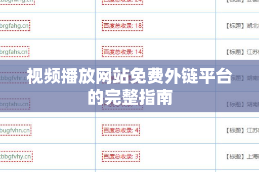 视频播放网站免费外链平台的完整指南