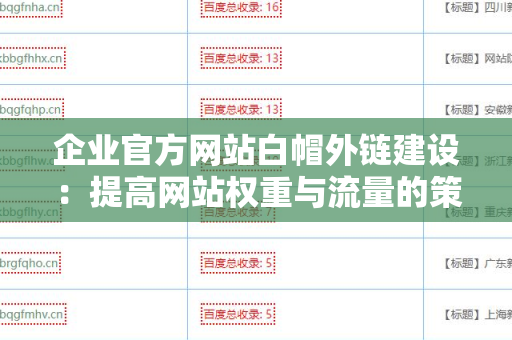 企业官方网站白帽外链建设：提高网站权重与流量的策略