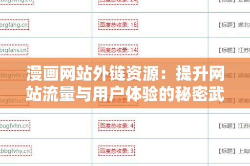漫画网站外链资源：提升网站流量与用户体验的秘密武器