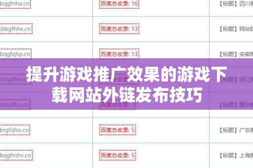 提升游戏推广效果的游戏下载网站外链发布技巧