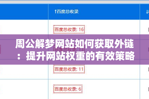 周公解梦网站如何获取外链：提升网站权重的有效策略