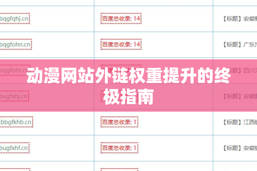 动漫网站外链权重提升的终极指南